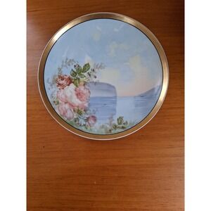 Haviland Limoges Hand Painted Rose and Lake Scene Elegantly Gilded Plate Signed
